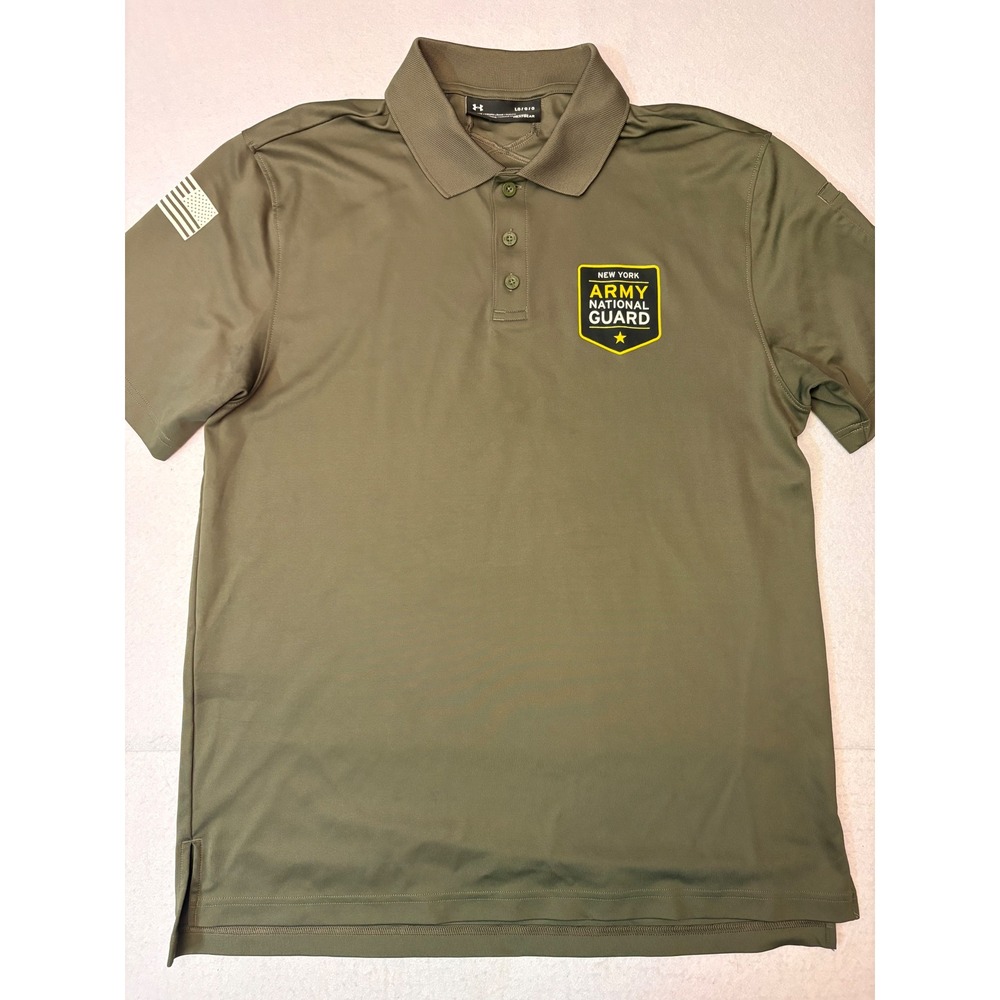 Under Armour Mens New York Army National Guard Tactical Polo Shirt Green Large